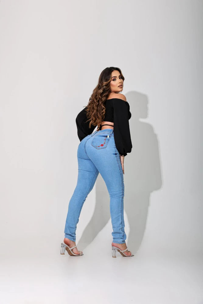 Pantalon Jean Skinny Femme Bleu Clair