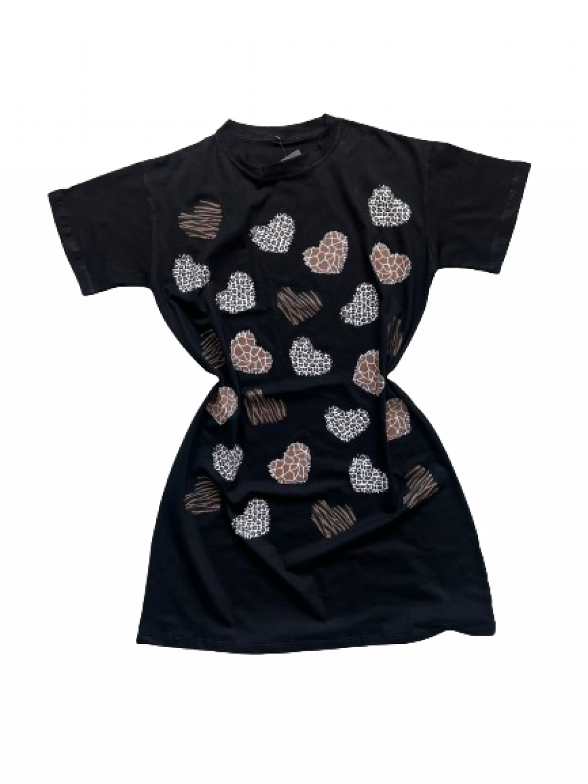 Robe T-shirt Love d'été avec col rond et lettres imprimées "Coeur"